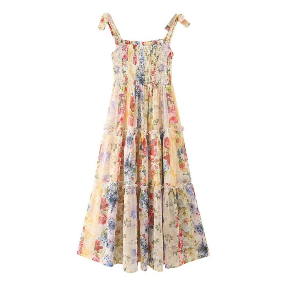 ZARA Slim Fit Spaghetti Strap Printed Dress